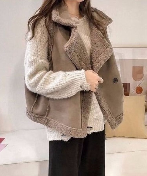 セール】フェイクムートン ジレ ベスト（ベスト）｜BLANC FICELLE