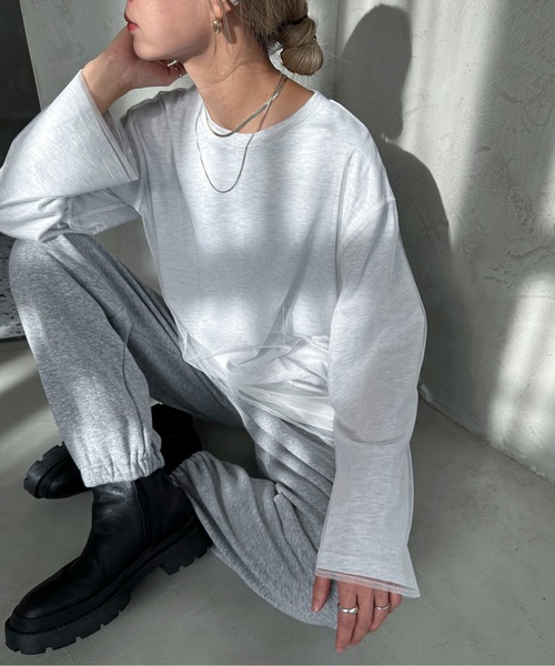 feepur（フェピュール）の「チュールレイヤードロンTee（Tシャツ/カットソー・レディース・オフホワイト/オートミール/ブラック・MEDIUM）」の3枚目の写真