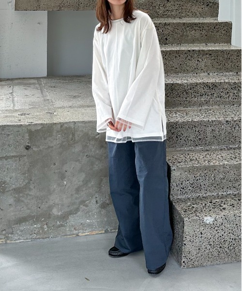 feepur（フェピュール）の「チュールレイヤードロンTee（Tシャツ/カットソー・レディース・オフホワイト/オートミール/ブラック・MEDIUM）」の17枚目の写真