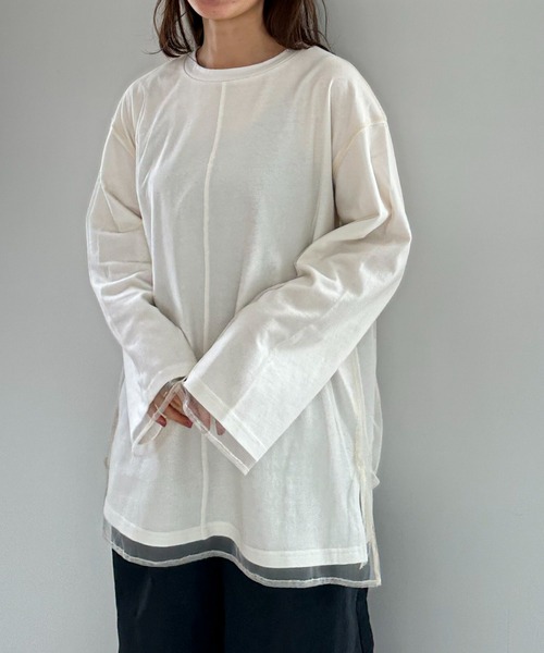 feepur（フェピュール）の「チュールレイヤードロンTee（Tシャツ/カットソー・レディース・オフホワイト/オートミール/ブラック・MEDIUM）」の18枚目の写真