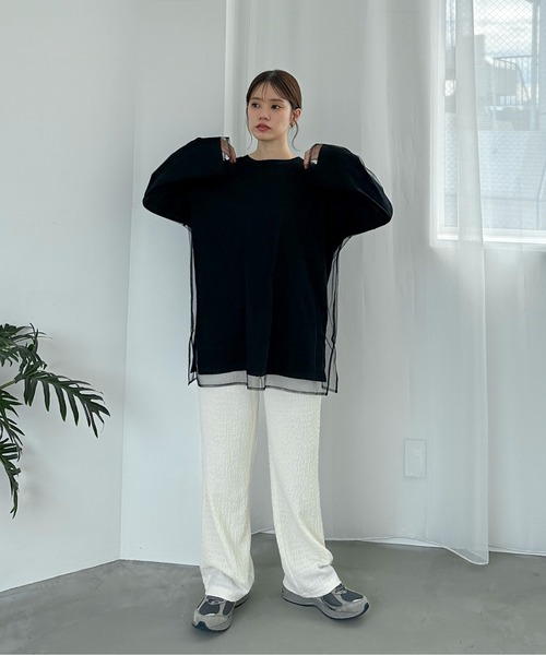 feepur（フェピュール）の「チュールレイヤードロンTee（Tシャツ/カットソー・レディース・オフホワイト/オートミール/ブラック・MEDIUM）」の11枚目の写真