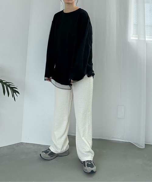 feepur（フェピュール）の「チュールレイヤードロンTee（Tシャツ/カットソー・レディース・オフホワイト/オートミール/ブラック・MEDIUM）」の12枚目の写真