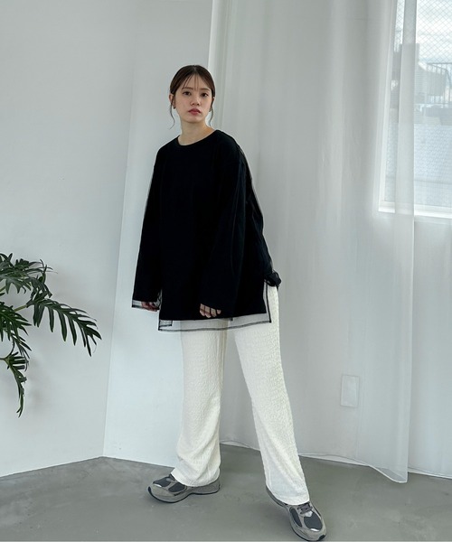 feepur（フェピュール）の「チュールレイヤードロンTee（Tシャツ/カットソー・レディース・オフホワイト/オートミール/ブラック・MEDIUM）」の13枚目の写真