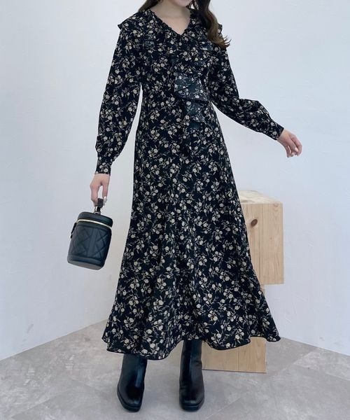 mysty woman（ミスティウーマン）の「ブローチ付きフロントフリルワンピース　986749（ワンピース・レディース・アイボリー/ブラック/ブラウン・FREE）」の21枚目の写真