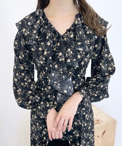 mysty woman（ミスティウーマン）の「ブローチ付きフロントフリルワンピース　986749（ワンピース・レディース・アイボリー/ブラック/ブラウン・FREE）」の20枚目の写真