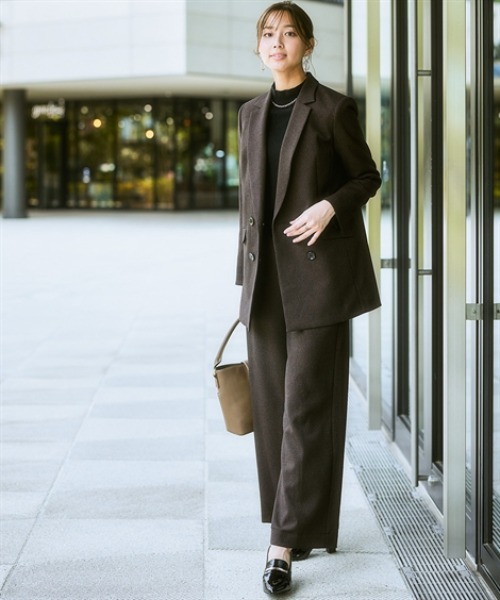7days Life Styling（セブンデイズライフスタイリング）の「【洗える・ストレッチ】セットアップ対応ウール調ダブルブレストジャケット（上下別売）（スーツジャケット・レディース・ブラウン系/ブラック/グレイッシュベージュ/グレー系その他・M/LL/L/3L/S/6L）」の6枚目の写真