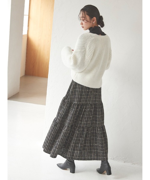 Stylevoice for xxx（スタイルヴォイスフォー）の「ローゲージショートニットカーディガン（カーディガン/ボレロ・レディース・チャコールグレー/ホワイト/ブラウン・FREE）」の18枚目の写真