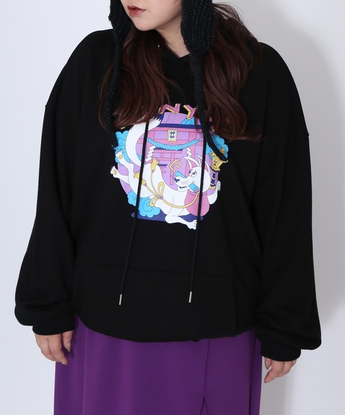 PUNYUS(プニュズ)の「稲荷ビッグパーカー(パーカー・レディース・ブラック/レッド/杢グレー・4/3)」の6枚目の写真