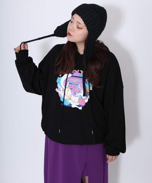 PUNYUS(プニュズ)の「稲荷ビッグパーカー(パーカー・レディース・ブラック/レッド/杢グレー・4/3)」の9枚目の写真