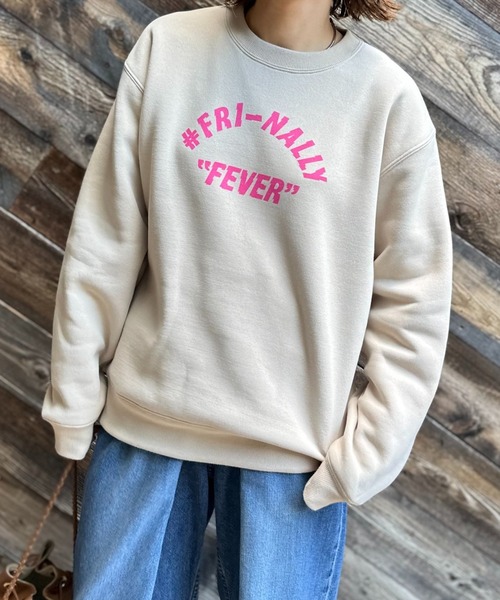 mi via loca(ミヴィアロカ)の「United Athle Vintageライク FRINALLY ウラケ裏起毛 ロゴスウェット(スウェット・レディース・ブラック/ベージュ/トップグレー・MEDIUM/X-LARGE)」の5枚目の写真