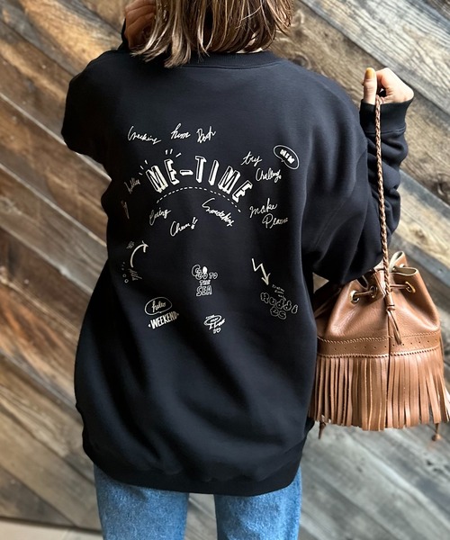mi via loca(ミヴィアロカ)の「United Athle Vintageライク FRINALLY ウラケ裏起毛 ロゴスウェット(スウェット・レディース・ブラック/ベージュ/トップグレー・MEDIUM/X-LARGE)」の12枚目の写真