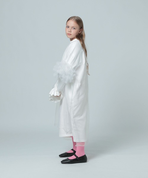 LOWRYS FARM（ローリーズファーム）の「チュールロングワンピースロングスリーブ　993151（ワンピース・キッズ・ホワイト/ブラック・FREE）」の6枚目の写真