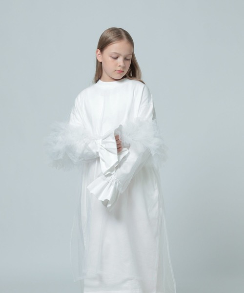 LOWRYS FARM（ローリーズファーム）の「チュールロングワンピースロングスリーブ　993151（ワンピース・キッズ・ホワイト/ブラック・FREE）」の8枚目の写真