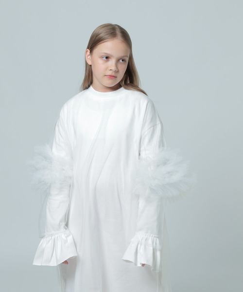 LOWRYS FARM（ローリーズファーム）の「チュールロングワンピースロングスリーブ　993151（ワンピース・キッズ・ホワイト/ブラック・FREE）」の9枚目の写真