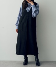 YECCA VECCA | ニット切替フェイクスエードジャンスカ(ジャンパースカート)