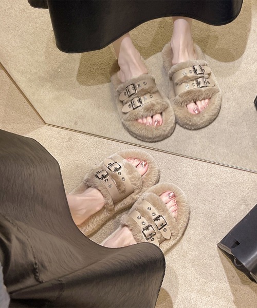 Miniministore(ミニミニストア)の「ファーサンダル レディース ボアサンダル(サンダル・レディース・ブラック/モカ/アイボリー・23.0cm/24.5cm/23.5cm/22.5cm/24.0cm)」の15枚目の写真