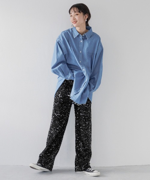 LOWRYS FARM（ローリーズファーム）の「デニムBIGシャツ　991736（シャツ/ブラウス・レディース・ネイビー/ブルー/ブルー系その他・FREE）」の7枚目の写真