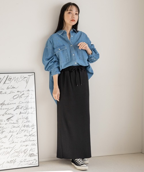 LOWRYS FARM（ローリーズファーム）の「デニムBIGシャツ　991736（シャツ/ブラウス・レディース・ネイビー/ブルー/ブルー系その他・FREE）」の8枚目の写真