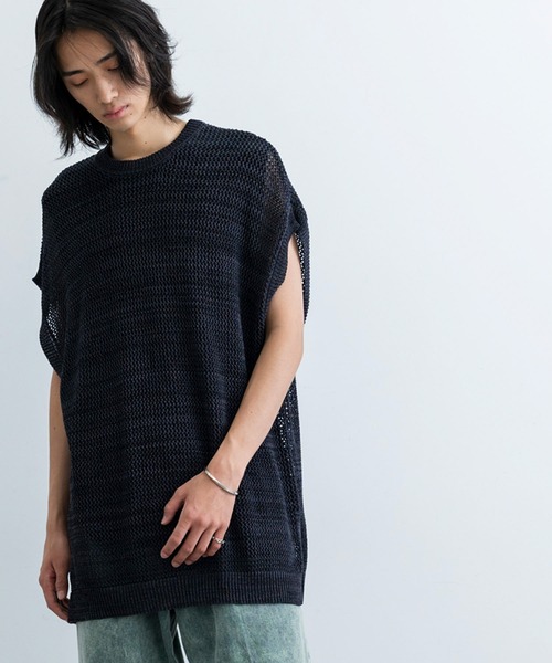 JUNRED（ジュンレッド）の「ヘザーメッシュルーズベスト（ベスト・メンズ・チャコールグレー/グリーン/キャメル・S/M/L）」の4枚目の写真