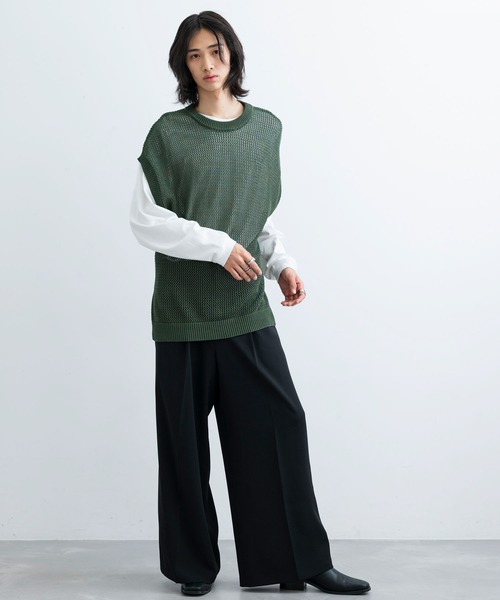 JUNRED（ジュンレッド）の「ヘザーメッシュルーズベスト（ベスト・メンズ・チャコールグレー/グリーン/キャメル・S/M/L）」の12枚目の写真