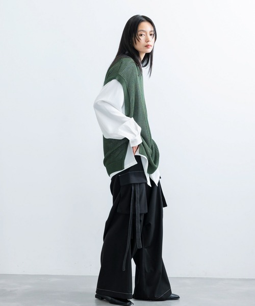 JUNRED（ジュンレッド）の「ヘザーメッシュルーズベスト（ベスト・メンズ・チャコールグレー/グリーン/キャメル・S/M/L）」の6枚目の写真