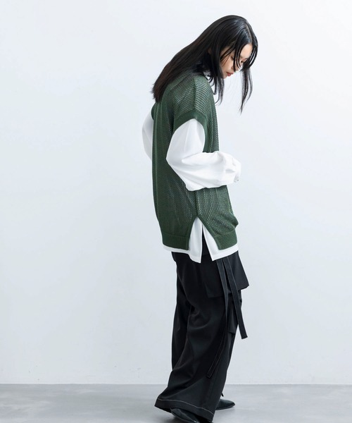 JUNRED（ジュンレッド）の「ヘザーメッシュルーズベスト（ベスト・メンズ・チャコールグレー/グリーン/キャメル・S/M/L）」の10枚目の写真