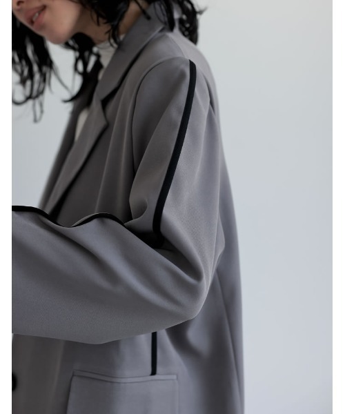 ソフトツイルラインデザインオーバーサイズジャケット（テーラード