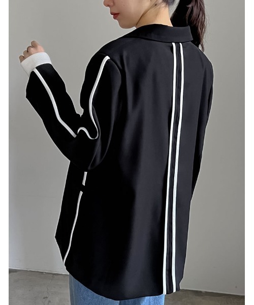 ソフトツイルラインデザインオーバーサイズジャケット（テーラード