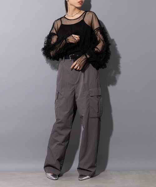 ブラウス シャツ FRILL TULLE TOPS レディース MINERTE ブラウス シャツ 「MINERTE」「オケージョン」 ruffled