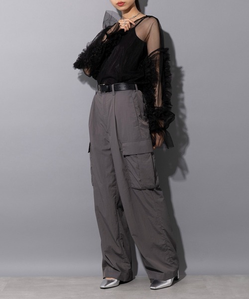 MAISON BREEZE reveur（メゾンブリーズレヴール）の「【MAISON BREEZE reveur】frill sheer tulle blouse フリルシアーチュールブラウス シアートップス trc（シャツ/ブラウス・レディース・ブラック/アイボリー/ブルー/グレー/ダークオレンジ/ブルーグリーン/スモークピンク/チャコールグレー/レッド・FREE）」の19枚目の写真