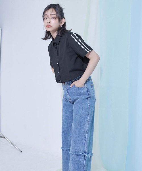 miette(ミエット)の「裾ドロストクロップドシャツ(シャツ/ブラウス・レディース・ブルーグリーン/ブラック/オフホワイト・FREE)」の22枚目の写真