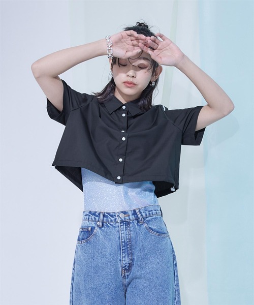 miette(ミエット)の「裾ドロストクロップドシャツ(シャツ/ブラウス・レディース・ブルーグリーン/ブラック/オフホワイト・FREE)」の13枚目の写真