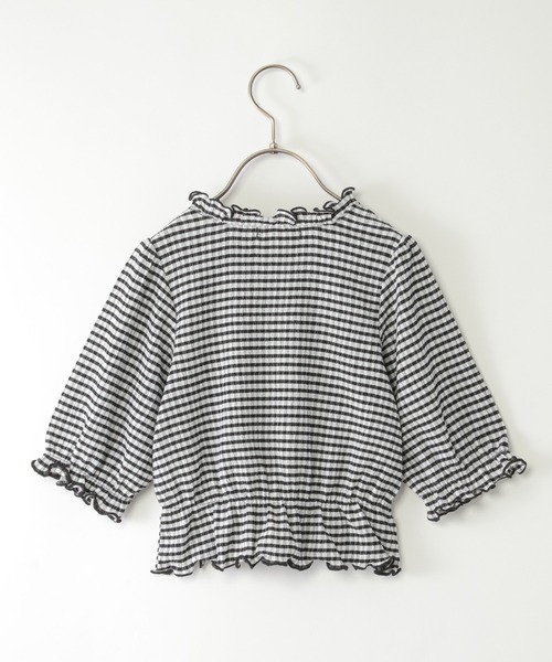 ikka(イッカ)の「【親子コーデ】ブラウスライク襟フリルプルオーバー(120~160cm)(Tシャツ/カットソー・キッズ・オフホワイト/ブラック・130/120/150/140/160)」の4枚目の写真