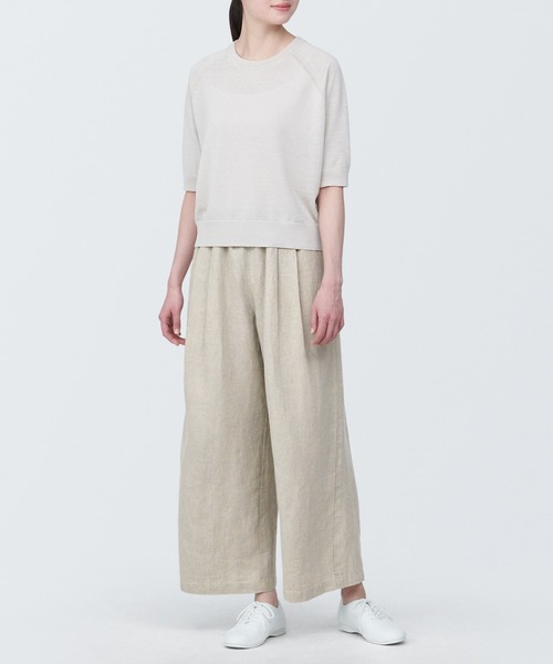 無印良品(ムジルシリョウヒン)の「婦人 リネンイージーワイドパンツ(その他パンツ・レディース・チャコールグレー/イエロー系3/ピンク/ブラック/キナリ・S/XS/XL/L/M)」の13枚目の写真