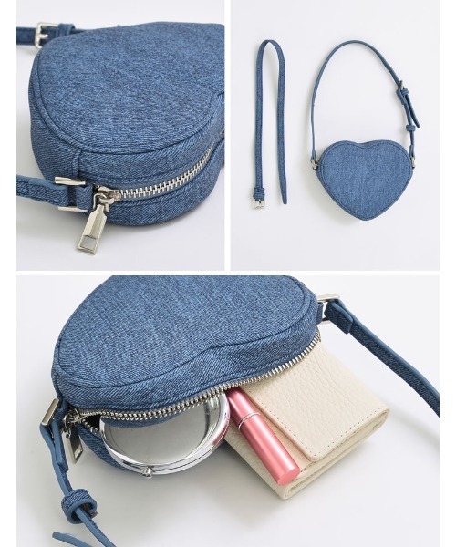 Re:EDIT（リエディ）の「デニムライクハートショルダーバッグ（ショルダーバッグ・レディース・ブルー/ライトブルー・FREE）」の8枚目の写真