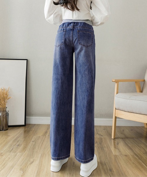 Miniministore(ミニミニストア)の「マタニティズボン デニムセミワイドパンツ(デニムパンツ・レディース・ブラック/ネイビー/インディゴブルー/サックスブルー・M/XL/L)」の10枚目の写真