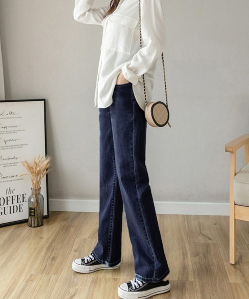 Miniministore(ミニミニストア)の「マタニティズボン デニムセミワイドパンツ(デニムパンツ・レディース・ブラック/ネイビー/インディゴブルー/サックスブルー・M/XL/L)」の18枚目の写真