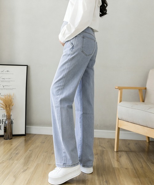 Miniministore(ミニミニストア)の「マタニティズボン デニムセミワイドパンツ(デニムパンツ・レディース・ブラック/ネイビー/インディゴブルー/サックスブルー・M/XL/L)」の21枚目の写真
