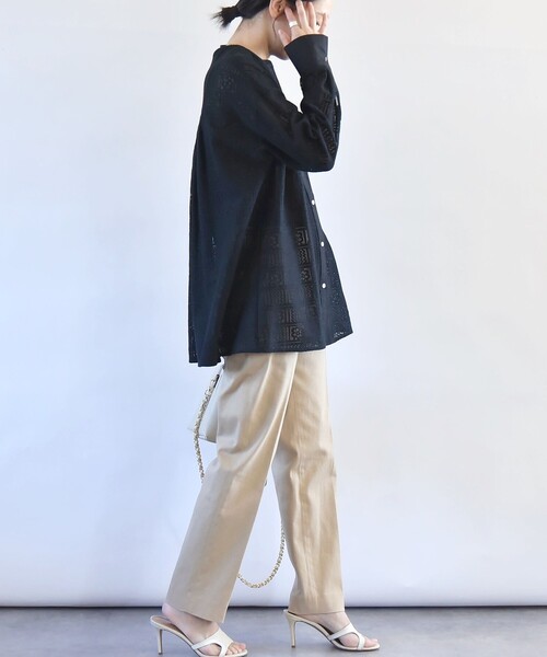 quaranciel:〈洗濯機可能〉コットン サテン スリム テーパード パンツ