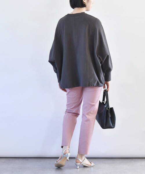 quaranciel:〈洗濯機可能〉コットン サテン スリム テーパード パンツ