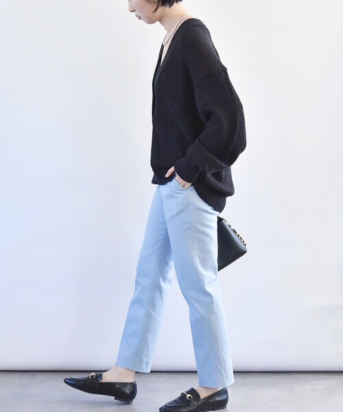 quaranciel:〈洗濯機可能〉コットン サテン スリム テーパード パンツ