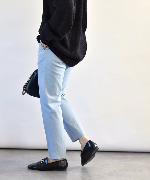 quaranciel:〈洗濯機可能〉コットン サテン スリム テーパード パンツ