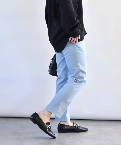 quaranciel:〈洗濯機可能〉コットン サテン スリム テーパード パンツ
