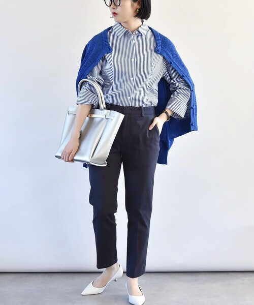 quaranciel:〈洗濯機可能〉コットン サテン スリム テーパード パンツ