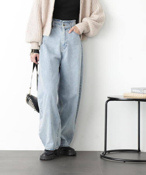 ◇【3サイズ展開XS-M】デニムエッグパンツ【低身長サイズ有】（デニム