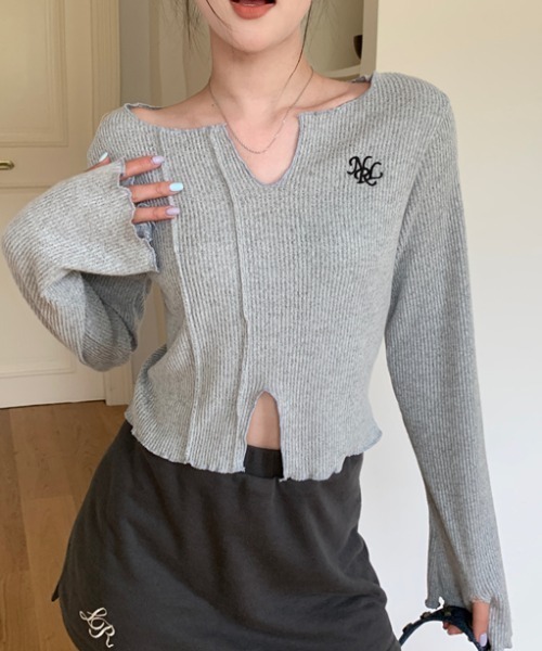 Vipoa(ヴィポア)の「Logo point cropped mellow tops(Tシャツ/カットソー・レディース・ピンク/グレー・FREE)」の17枚目の写真
