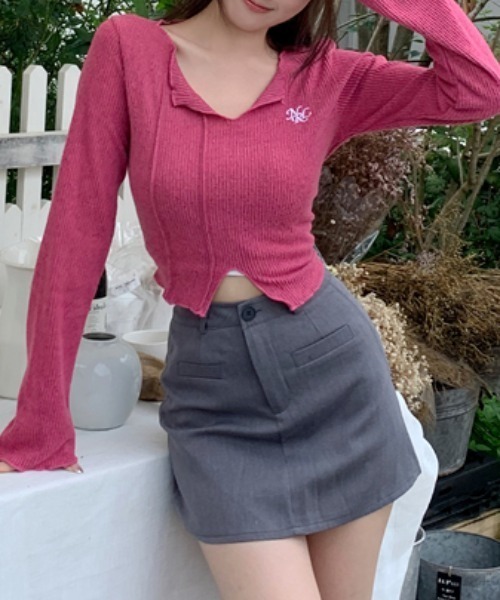 Vipoa(ヴィポア)の「Logo point cropped mellow tops(Tシャツ/カットソー・レディース・ピンク/グレー・FREE)」の22枚目の写真