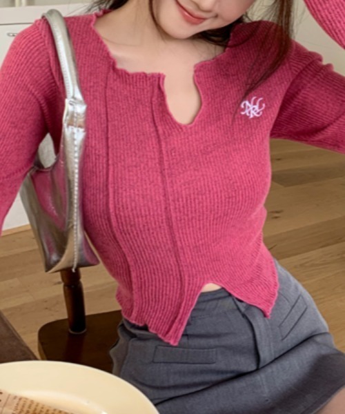 Vipoa(ヴィポア)の「Logo point cropped mellow tops(Tシャツ/カットソー・レディース・ピンク/グレー・FREE)」の15枚目の写真