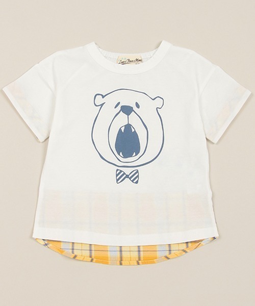 Love&Peace&Money(ラブアンドピースアンドマネー)の「アニマル顔プリントTシャツ(Tシャツ/カットソー・キッズ・オフホワイト/ブルー/レモンイエロー・80cm/90cm/100cm/110cm/120cm/130cm)」の2枚目の写真