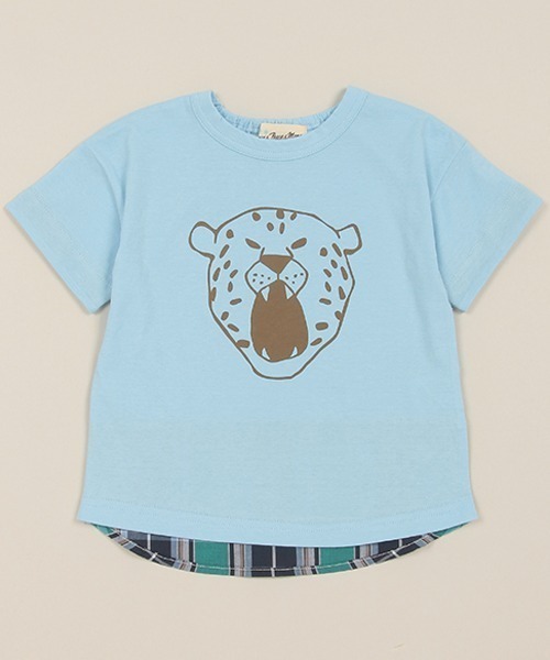 Love&Peace&Money(ラブアンドピースアンドマネー)の「アニマル顔プリントTシャツ(Tシャツ/カットソー・キッズ・オフホワイト/ブルー/レモンイエロー・80cm/90cm/100cm/110cm/120cm/130cm)」の1枚目の写真